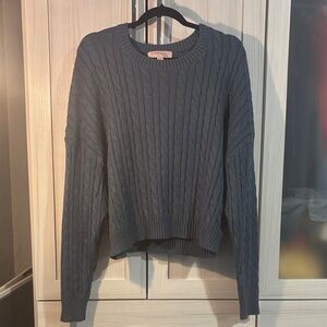 Philosophy Cable Knit Crewneck Sweater - Slate Blue